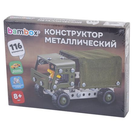 Конструктор металлический "Военный грузовик", с подвижными деталями, 116 элементов, BAMBOX, 666362