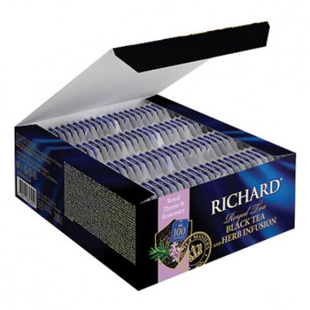 Чай RICHARD "Royal Thyme & Rosemary" черный с чабрецом и розмарином, 100 пакетиков по 2 г, 100647 Чай RICHARD "Royal Thyme & Rosemary" черный с чабрецом и розмарином, 100 пакетиков по 2 г, 100647