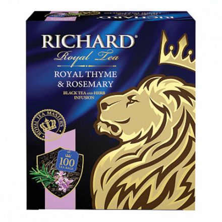 Чай RICHARD "Royal Thyme & Rosemary" черный с чабрецом и розмарином, 100 пакетиков по 2 г, 100647 Чай RICHARD "Royal Thyme & Rosemary" черный с чабрецом и розмарином, 100 пакетиков по 2 г, 100647
