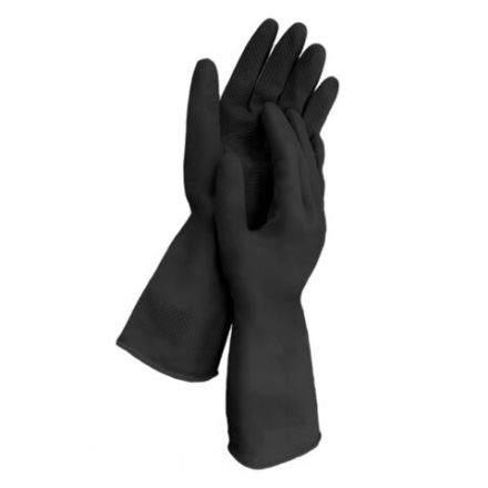 Перчатки МНОГОРАЗОВЫЕ латексные LAIMA, с ХЛОПКОВЫМ ВОЛОКНОМ, черные, размер XL (очень большой), вес 65 г, 700536
