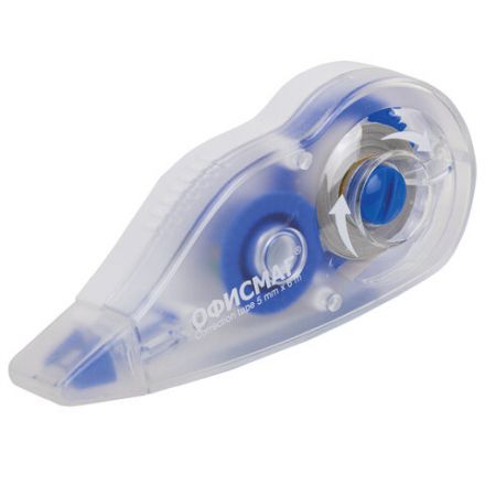 Корректирующая лента ОФИСМАГ N1, 5 мм х 6 м, прозрачно-синий корпус, механизм перемотки, блистер, 272659