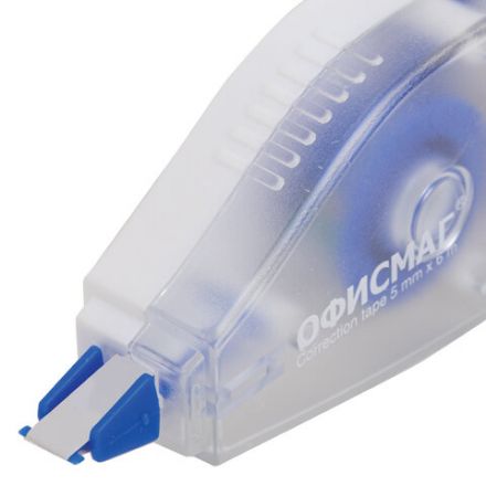 Корректирующая лента ОФИСМАГ N1, 5 мм х 6 м, прозрачно-синий корпус, механизм перемотки, блистер, 272659