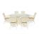 Комплект обеденный "ANDREA GRAND" (стол со стеклом+6 кресел+ подушки) TCH White (белый), Ткань рубчик, цвет кремовый