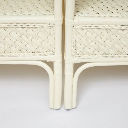 Комплект обеденный "ANDREA GRAND" (стол со стеклом+6 кресел+ подушки) TCH White (белый), Ткань рубчик, цвет кремовый