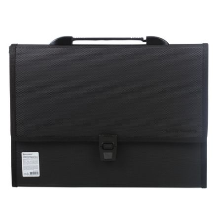Папка-портфель пластиковая BRAUBERG "ДИПЛОМАТ", А4 (330х245х35 мм), 13 отделений, фактура бисер, черная, 226025