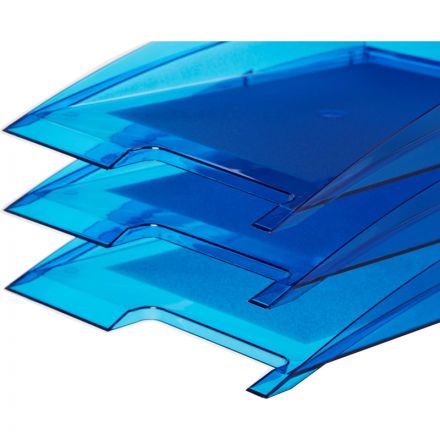 Лоток для бумаг горизонтальный Attache City прозрачный синий