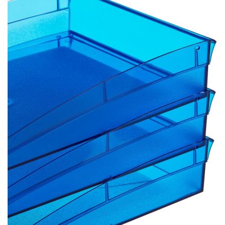 Лоток для бумаг горизонтальный Attache City прозрачный синий