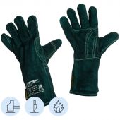 Краги сварщика ДИГГЕР+ спилковые зеленые с кевларовой нитью (Размер 10,5)