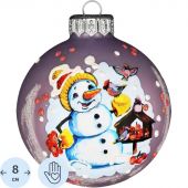 Шар Снеговик с рябиной. 80 мм.. в подар.уп.. КУ-80-224267 Шар Снеговик с рябиной. 80 мм.. в подар.уп.. КУ-80-224267
