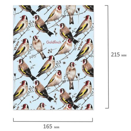 Тетрадь на кольцах А5 (175х215 мм), 120 листов, твердый картон, клетка, BRAUBERG, Щеглы, 404079