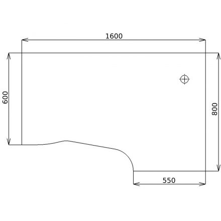 Стол Стиль криволинейный правый 2С.046 1600x800x750 New дуб