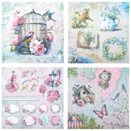 Бумага для скрапбукинга 30х30 см "Весна", двусторонняя, 12 листов, 180 г/м2, ОСТРОВ СОКРОВИЩ, 665439