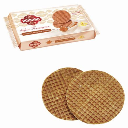 Вафли ЯШКИНО "Голландские" с карамельной начинкой, 290 г, КВ118