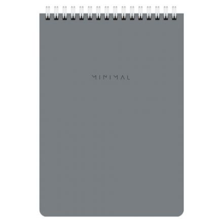 Блокнот А5 146х206 мм, 60 л., гребень, картон, жесткая подложка, клетка, BRAUBERG "Minimal Classic", 116426