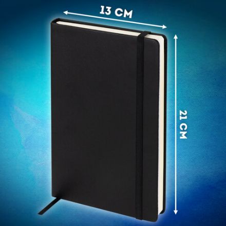 Скетчбук, слоновая кость+белая 140 г/м2, 130х210 мм, 80 л., КОЖЗАМ, резинка, BRAUBERG ART CLASSIC, черный, 116873