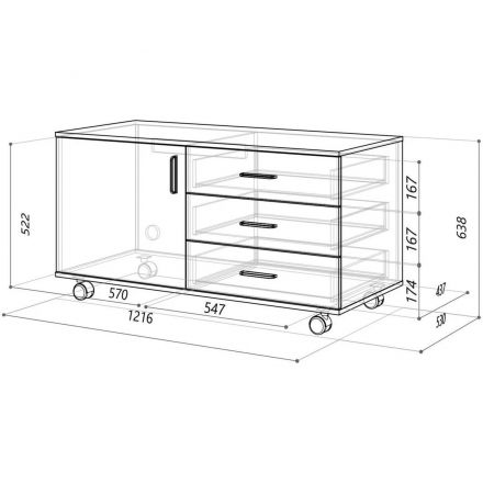 Тумба IN FREGAT сервис с отд под фригобар 129Т020 дуб сканд/базальт79