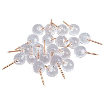 Силовые кнопки-гвоздики BRAUBERG CLEAR & GOLD, прозрачные с золотистым (шарики), 100 штук, 11 мм, 272760