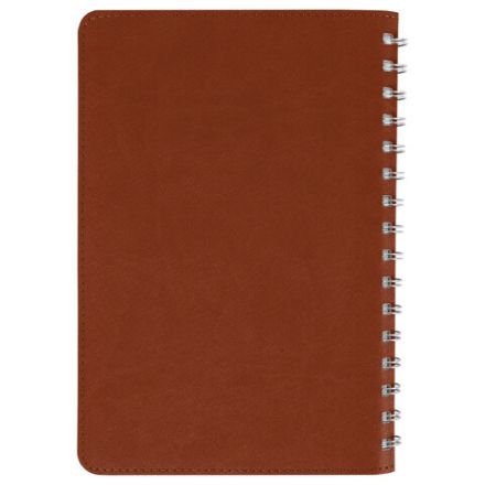 Бизнес-тетрадь на гребне А5 148x218 мм, BRAUBERG "Office PRO", под кожу, клетка, 80 л., коричневая, 111044