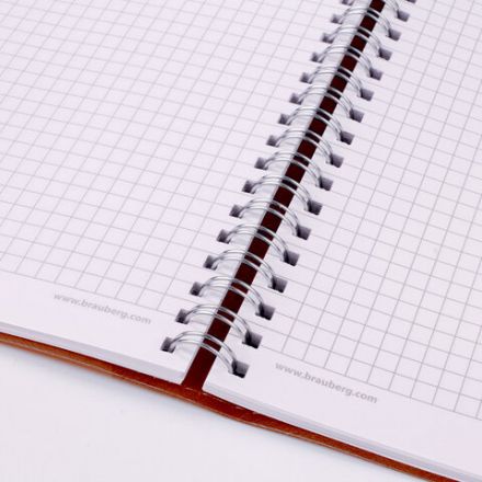 Бизнес-тетрадь на гребне А5 148x218 мм, BRAUBERG "Office PRO", под кожу, клетка, 80 л., коричневая, 111044