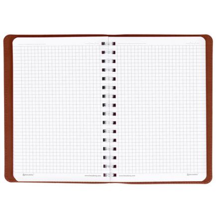 Бизнес-тетрадь на гребне А5 148x218 мм, BRAUBERG "Office PRO", под кожу, клетка, 80 л., коричневая, 111044