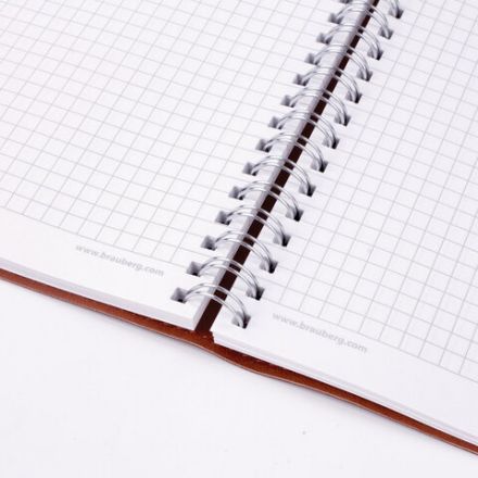 Бизнес-тетрадь на гребне А5 148x218 мм, BRAUBERG "Office PRO", под кожу, клетка, 80 л., коричневая, 111044