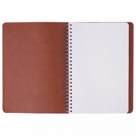 Бизнес-тетрадь на гребне А5 148x218 мм, BRAUBERG "Office PRO", под кожу, клетка, 80 л., коричневая, 111044