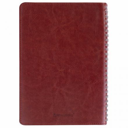 Бизнес-тетрадь на гребне А5 148x218 мм, BRAUBERG "Office PRO", под кожу, клетка, 80 л., коричневая, 111044