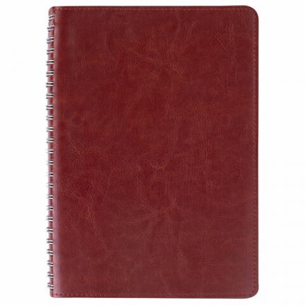 Бизнес-тетрадь на гребне А5 148x218 мм, BRAUBERG "Office PRO", под кожу, клетка, 80 л., коричневая, 111044