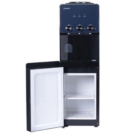 Кулер для воды SONNEN FSE-03RTi, напольный, НАГРЕВ/ОХЛАЖДЕНИЕ ЭЛЕКТРОННОЕ, шкафчик, 3 крана, титановый синий, 455746