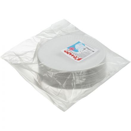 Тарелка одноразовая Комус бумажная белая 170 мм 100 штук в упаковке