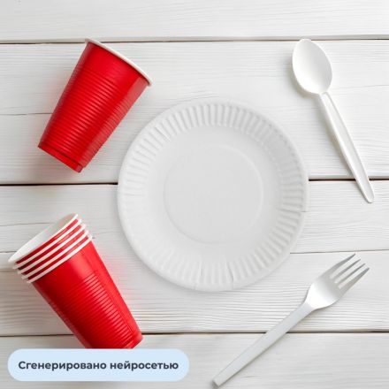 Тарелка одноразовая Комус бумажная белая 170 мм 100 штук в упаковке