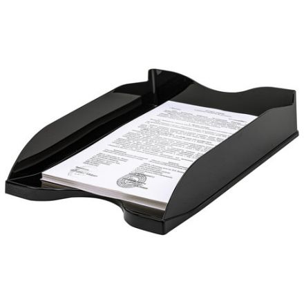 Лоток горизонтальный для бумаг "Люкс", А4 (350х255х65 мм), полипропилен, черный, ЛТГ-30866 Лоток горизонтальный для бумаг "Люкс", А4 (350х255х65 мм), полипропилен, черный, ЛТГ-30866