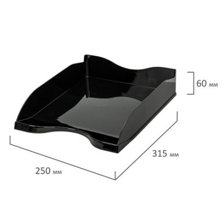 Лоток горизонтальный для бумаг "Люкс", А4 (350х255х65 мм), полипропилен, черный, ЛТГ-30866 Лоток горизонтальный для бумаг "Люкс", А4 (350х255х65 мм), полипропилен, черный, ЛТГ-30866