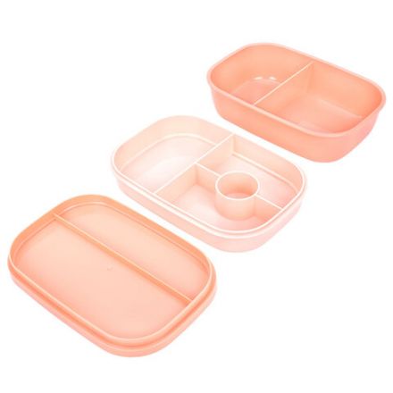 Ланч-бокс контейнер, 3 секции, 8 отделений, 1,9 л, ложка, вилка, нож, 10х21х14 см, персиковый, JOYLUX (ДЖОЙЛЮКС), 609351