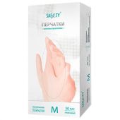 Перчатки виниловые смотровые 50 пар (100 штук), размер 7-8, M (средний), прозрачные, SAF&TY