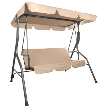 Качели садовые DASWERK (ДАСВЕРК) "COMFORT SC-003", 3 места, Ш170хГ110хВ153 см, мягкое сиденье, кофейный, 680052