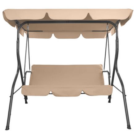 Качели садовые DASWERK (ДАСВЕРК) "COMFORT SC-003", 3 места, Ш170хГ110хВ153 см, мягкое сиденье, кофейный, 680052