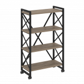 Loft Стеллаж на колесных опорах-4 полки VR.L-MST.K-4.8 Тиквуд тёмный/Чёрный металл 800*400*1334