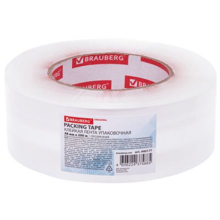 Клейкая лента упаковочная 48 мм х 200 м, прозрачная, толщина 45 микрон, BRAUBERG ORIGINAL, 440177 Клейкая лента упаковочная 48 мм х 200 м, прозрачная, толщина 45 микрон, BRAUBERG ORIGINAL, 440177