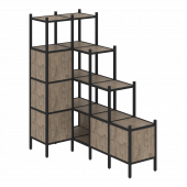 Loft Угловой внутренний стеллаж наборный VR.L-42 Тиквуд тёмный/Чёрный металл 862*1694*1869