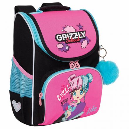 Ранец GRIZZLY анатомическая спинка, с мешком для обуви, для девочек, LIKE, 33х25х13 см, RAm-484-6/1 Ранец GRIZZLY анатомическая спинка, с мешком для обуви, для девочек, LIKE, 33х25х13 см, RAm-484-6/1