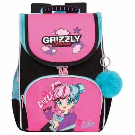 Ранец GRIZZLY анатомическая спинка, с мешком для обуви, для девочек, LIKE, 33х25х13 см, RAm-484-6/1 Ранец GRIZZLY анатомическая спинка, с мешком для обуви, для девочек, LIKE, 33х25х13 см, RAm-484-6/1