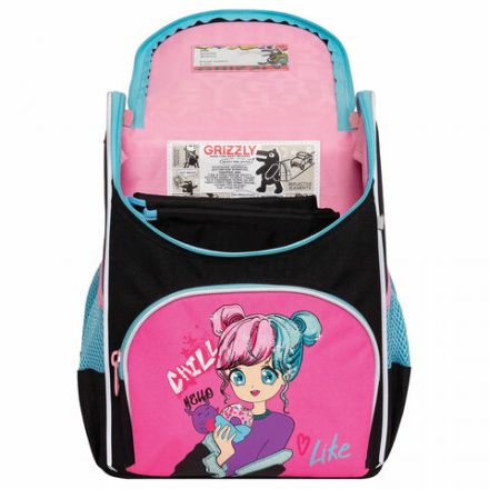 Ранец GRIZZLY анатомическая спинка, с мешком для обуви, для девочек, LIKE, 33х25х13 см, RAm-484-6/1 Ранец GRIZZLY анатомическая спинка, с мешком для обуви, для девочек, LIKE, 33х25х13 см, RAm-484-6/1
