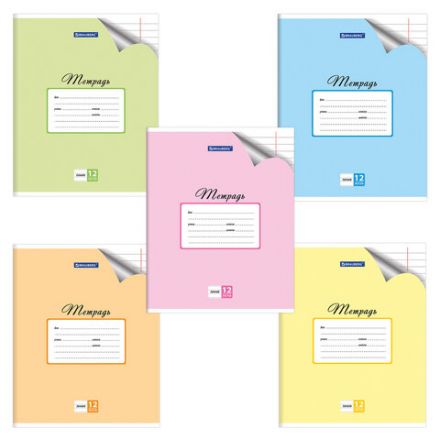 Тетрадь 12 л. BRAUBERG "ЭКО", линия, обложка картон 170 г/м2, ПАСТЕЛЬНАЯ С УГОЛКОМ, 104507