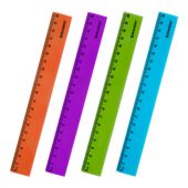 Линейка пластиковая 20 см, BRAUBERG "NEON", ассорти, пакет, 210773