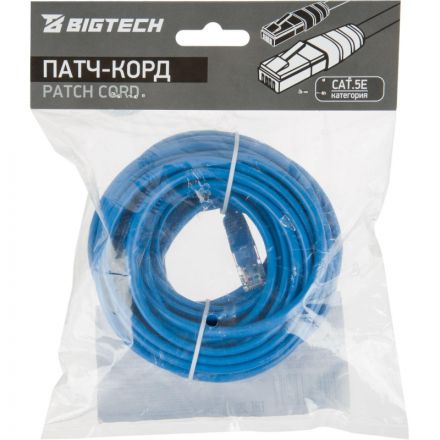 Патч-корд BigTech OPCC018 UTP CCA кат.5e/10м/литой/многожильный (синий)