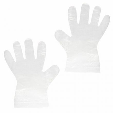 Перчатки полиэтиленовые одноразовые, КОМПЛЕКТ 50 пар (100 штук), размер М (средний), 6 микрон, LAIMA, 606879