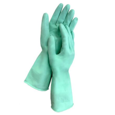 Перчатки МНОГОРАЗОВЫЕ латексные LAIMA, С АРОМАТОМ АЛОЭ, зеленые, хлопчатобумажное напыление, размер M (средний), вес 50 г, 700545