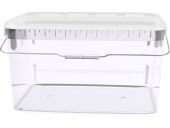 Ведро 11л. прямоугольное, с белой крышкой, ручкой металл,  бесцветный