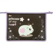 Папка для тетрадей №1School Princess черный,А4,молн.,пласт,ПТ-813